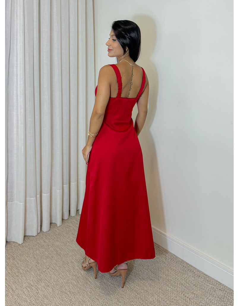 Vestido Midi Ziper Vermelho 