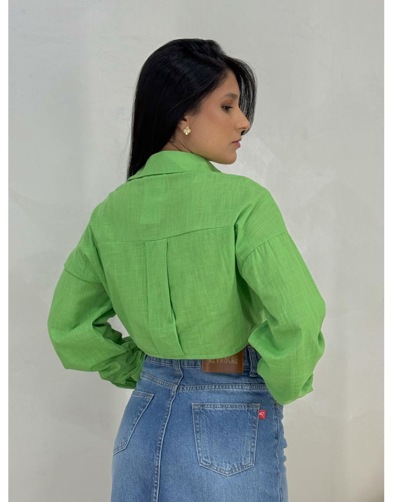 Camisa Linho Amarração Verde
