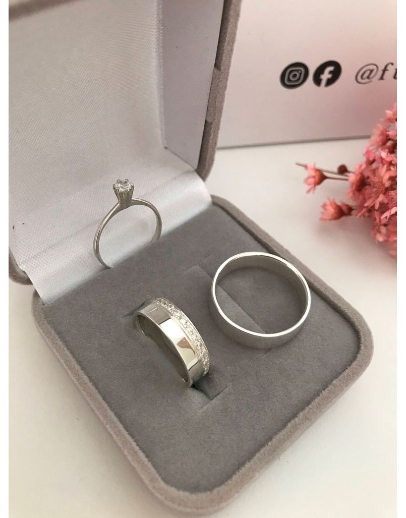 Par De Alianças De Namoro Veneza 5 mm Prata 925- Brinde Exclusivo Solitário