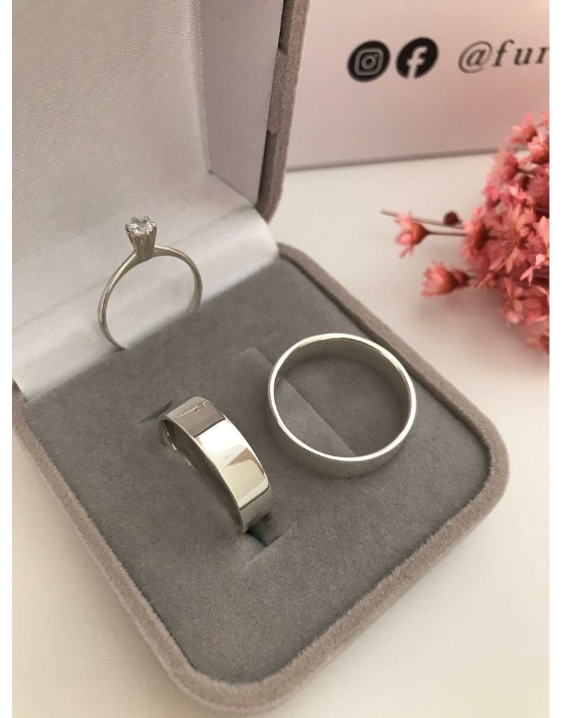 Par De Alianças Paris 5 mm Prata 925- Brinde Exclusivo Solitário