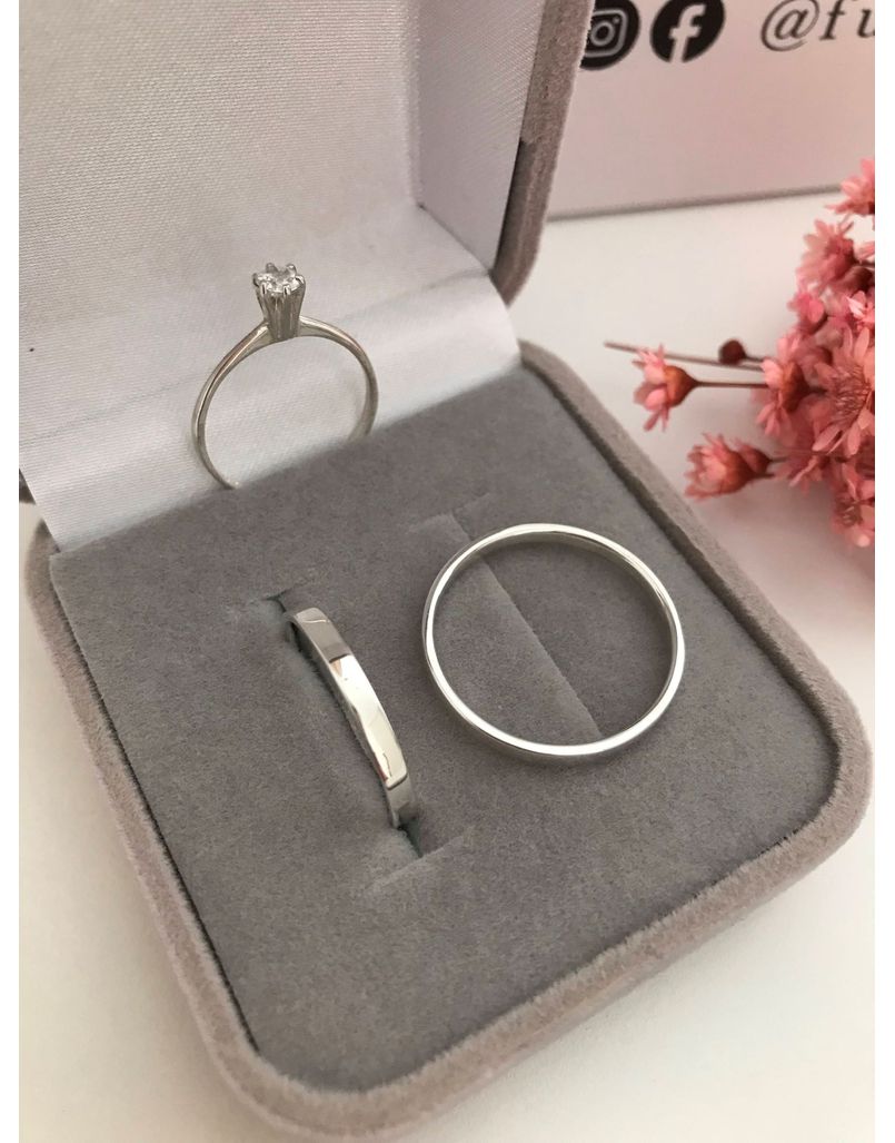 Par De Alianças Paris 2 mm Prata 925- Brinde Exclusivo Solitário