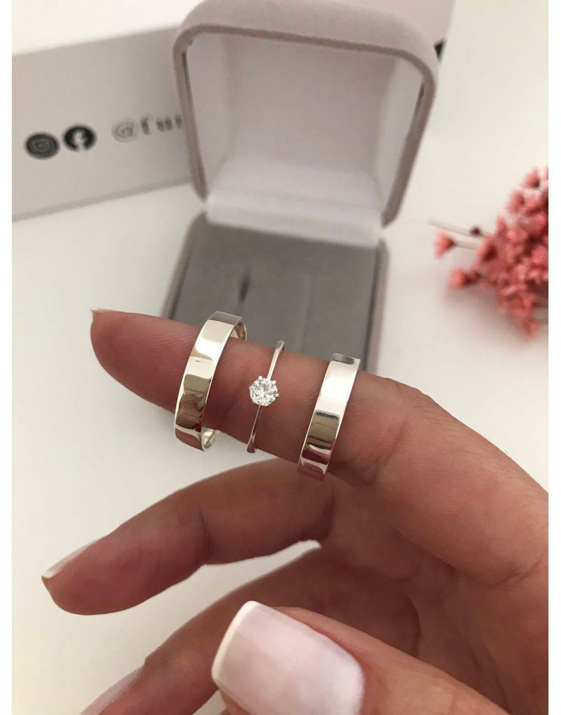 Par De Alianças Paris 4 mm Prata 925- Brinde Exclusivo Solitário