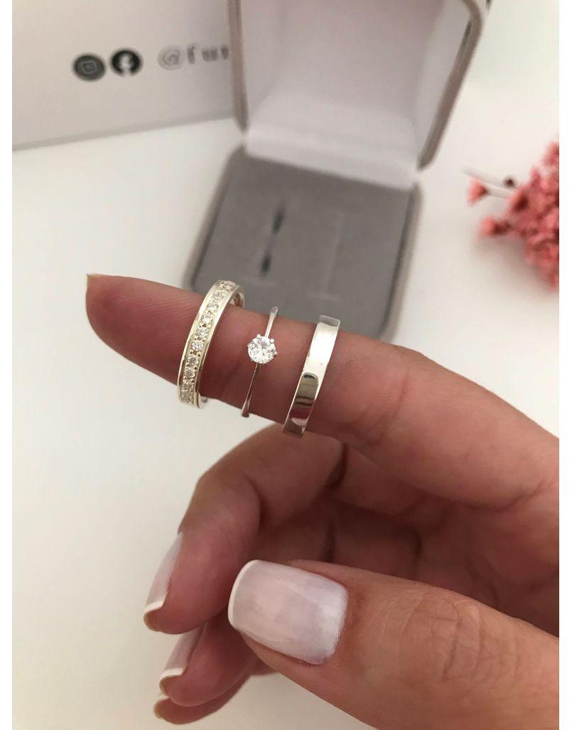 Par De Alianças De Namoro Veneza 3 mm Prata 925- Brinde Exclusivo Solitário