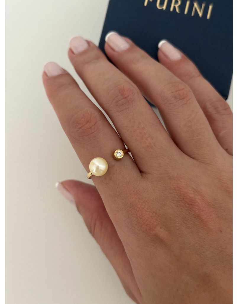 Anel Pérola Natural e Ouro 18k 