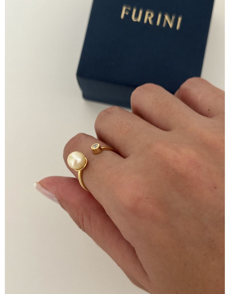 Anel Pérola Natural e Ouro 18k 
