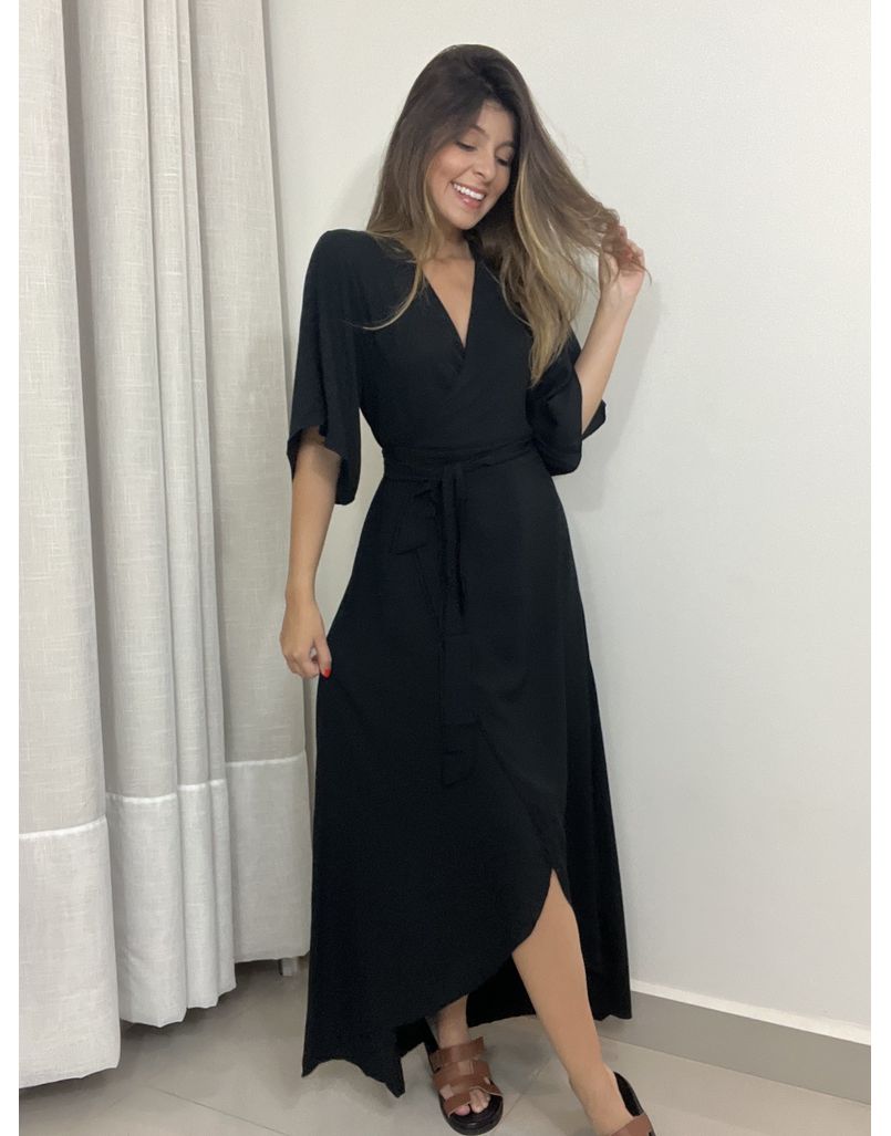 Vestido Cora Envelope Preto - IZABELA ROSA