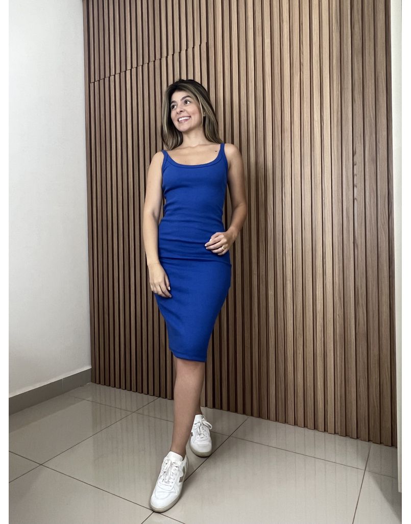 Vestido Canelado Cloe Azul Royal - IZABELA ROSA