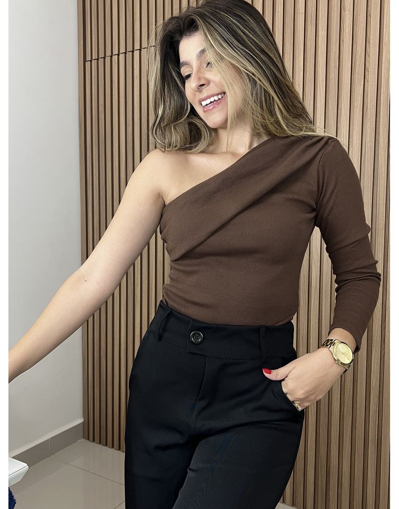 Blusa Ombro Único Marrom - IZABELA ROSA