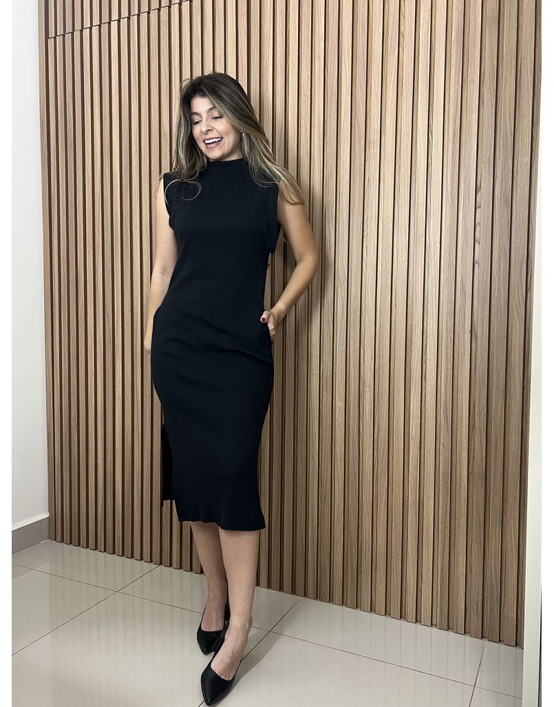 Vestido Midi Muscle Tee Preto - IZABELA ROSA