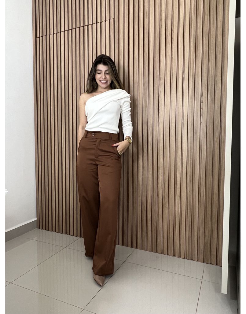Calça Pantalona Alfaiataria Marrom - IZABELA ROSA