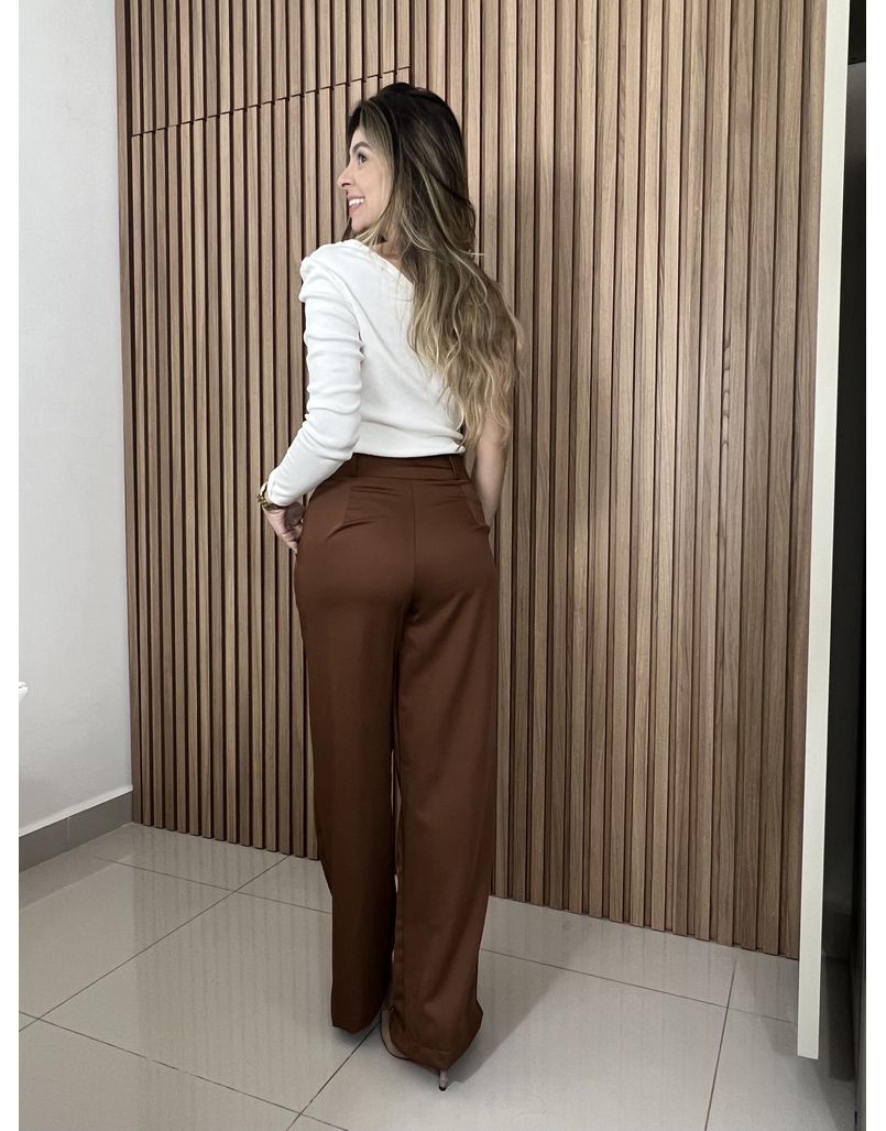 Calça Pantalona Alfaiataria Marrom