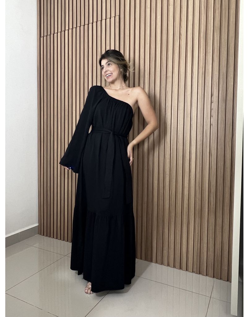 Vestido Ombro Único Preto - IZABELA ROSA