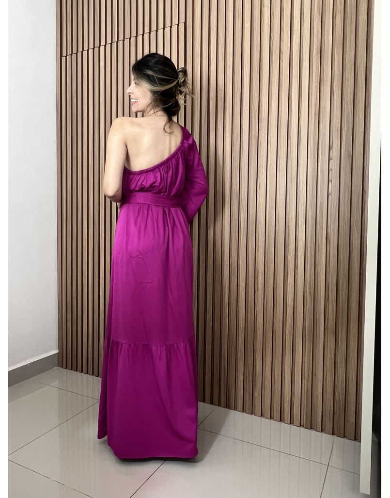 Vestido Ombro Único Fúcsia