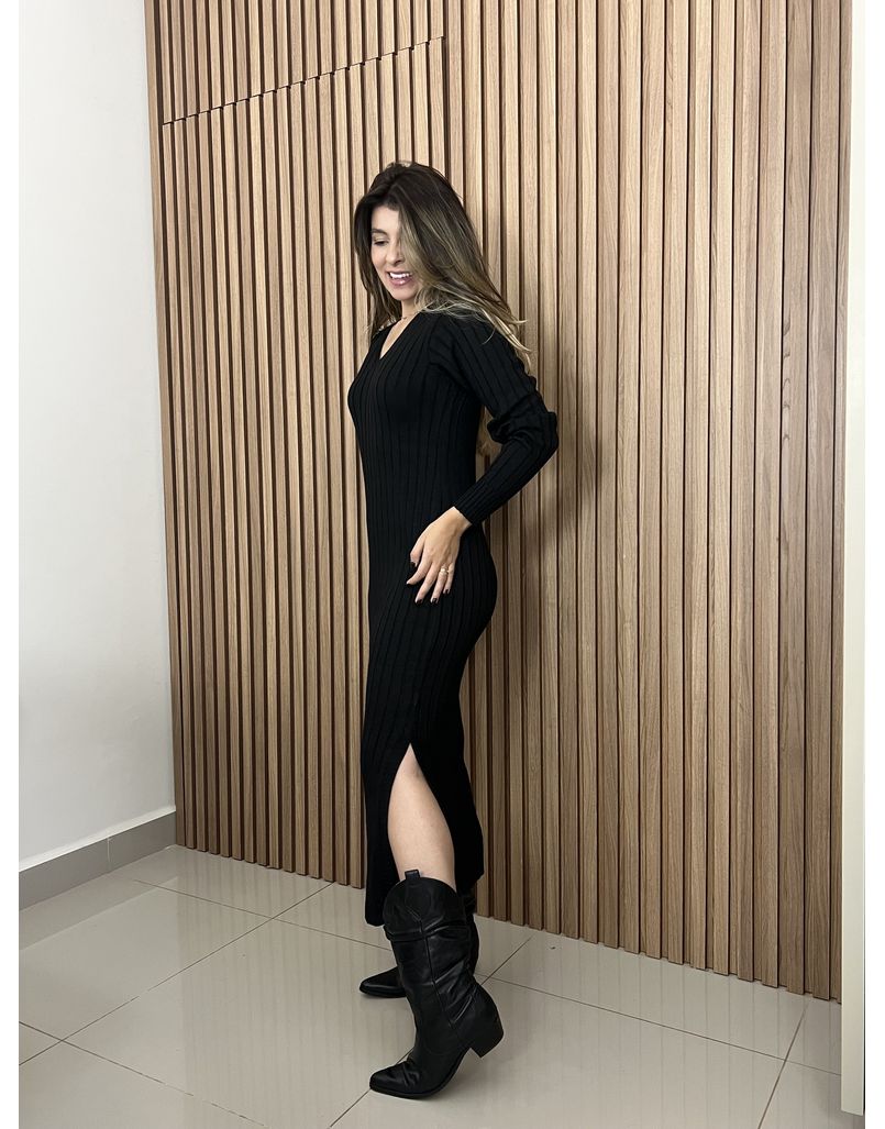 Vestido Midi Tricot Preto