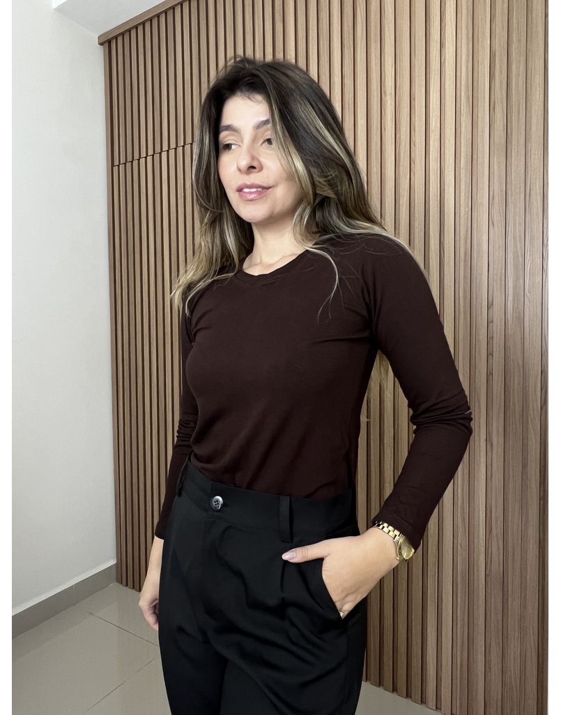 Blusa Basica Marrom - IZABELA ROSA