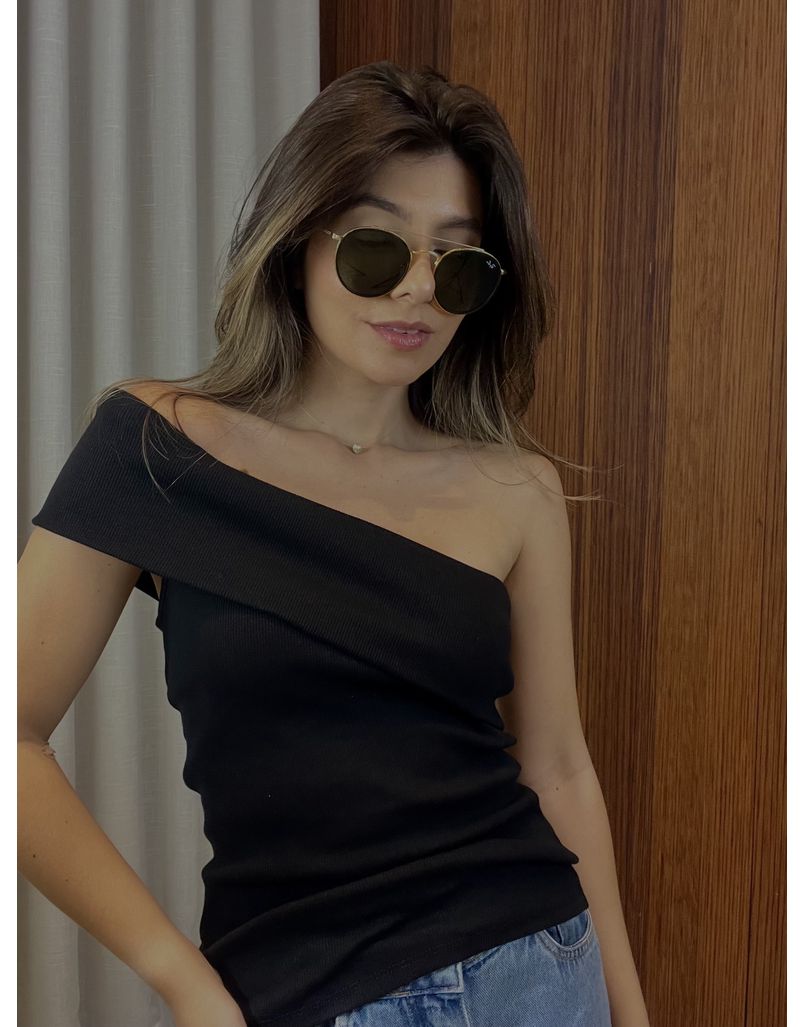 Blusa Ombro Único Preta - IZABELA ROSA