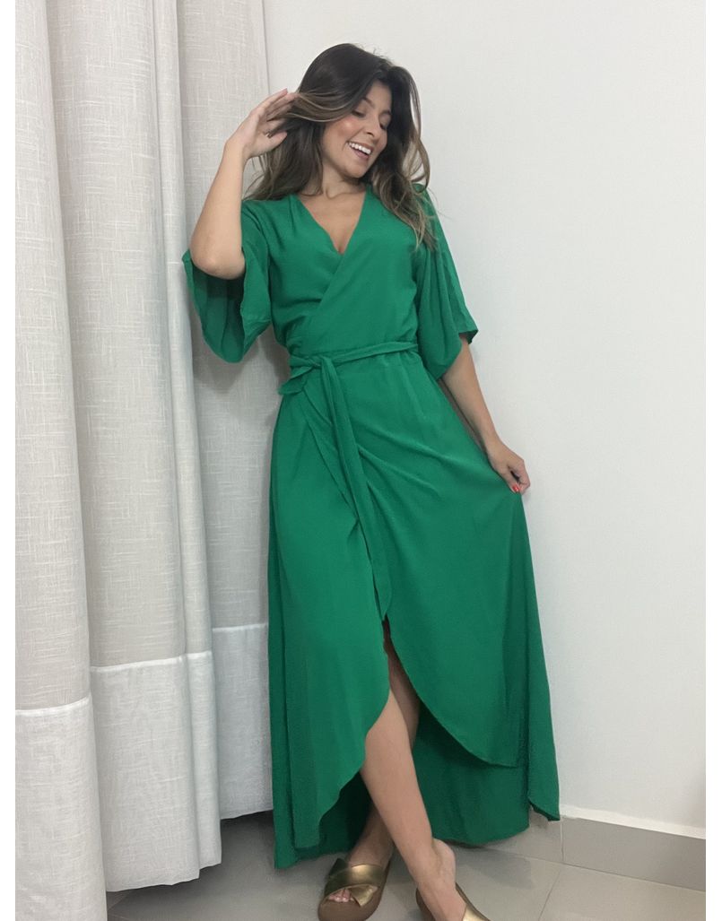 Vestido Cora Envelope Verde Bandeira - IZABELA ROSA