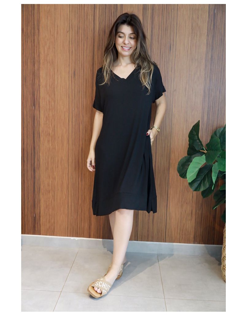 Vestido Midi Basic Preto. - IZABELA ROSA