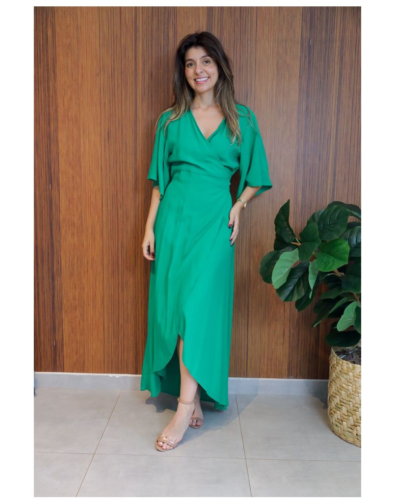 Vestido Cora Envelope Verde Bandeira - IZABELA ROSA