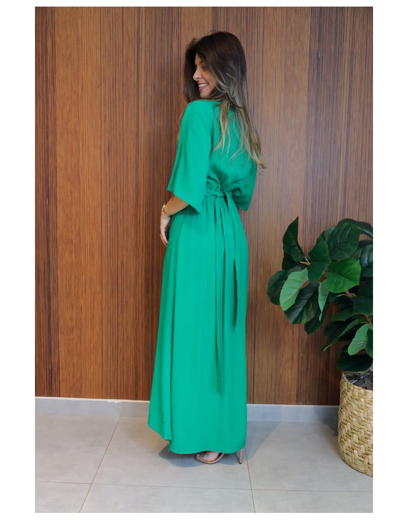 Vestido Cora Envelope Verde Bandeira