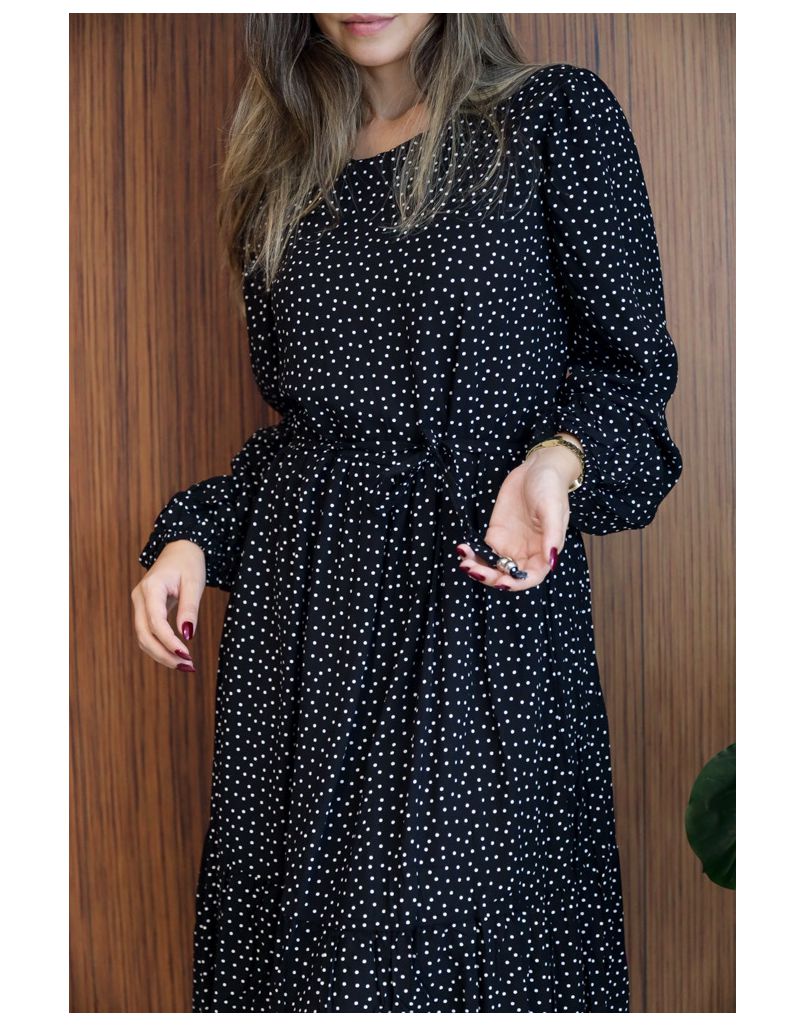 Vestido Dorama Preto Bolinha