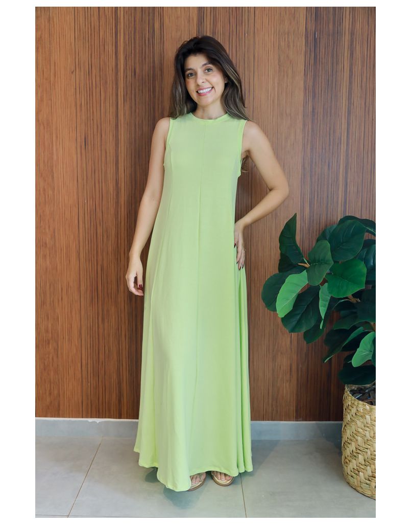 Vestido Regata Moletinho Verde Lima - IZABELA ROSA