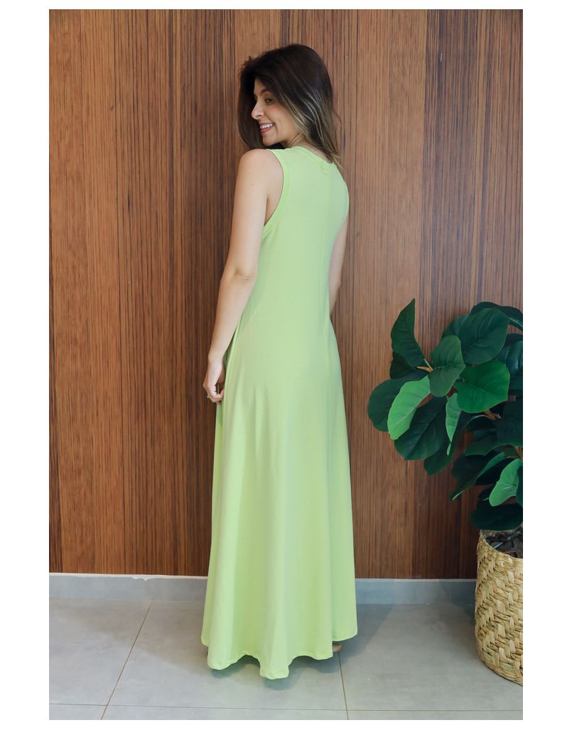 Vestido Regata Moletinho Verde Lima