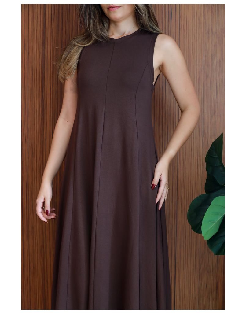 Vestido Regata Moletinho Marrom
