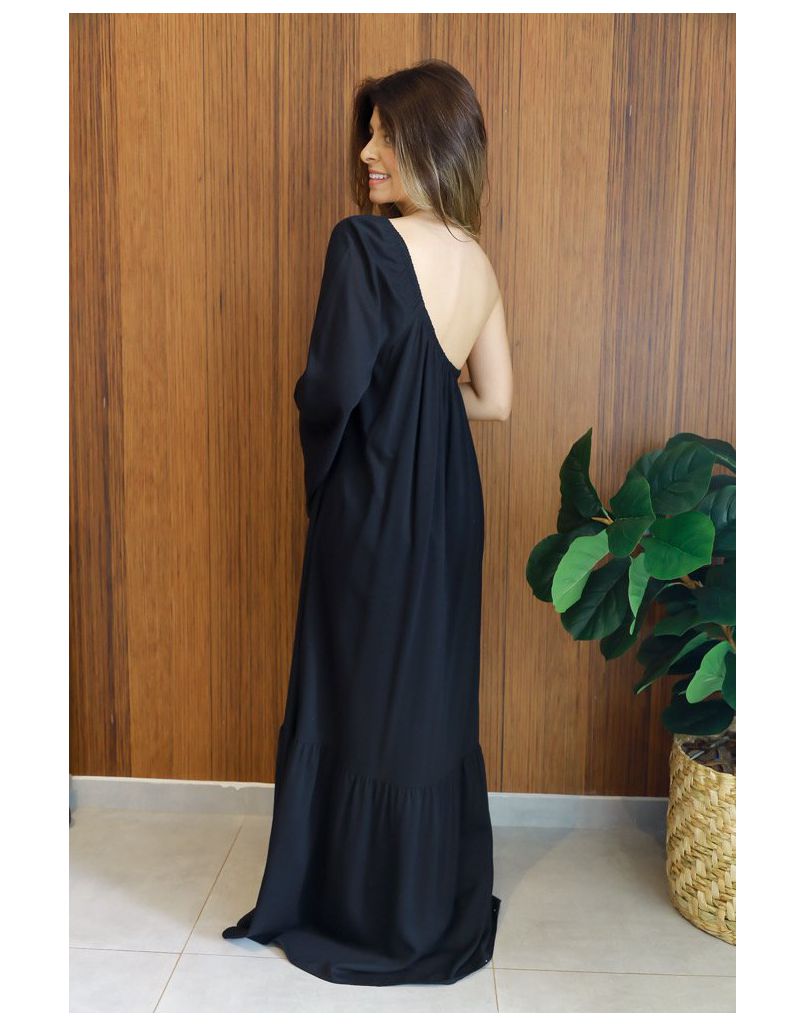 Vestido Ombro Único Preto