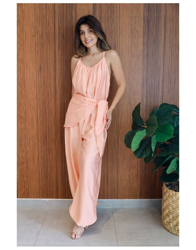 Macacão Pareo Salmão - IZABELA ROSA