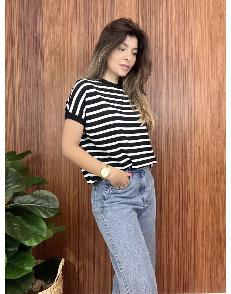 Blusa Tricot Premium Listrada Preta