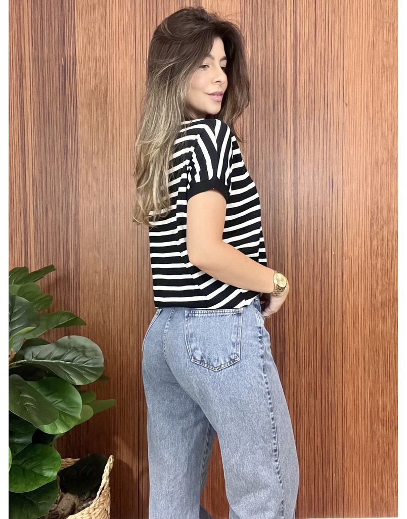 Blusa Tricot Premium Listrada Preta