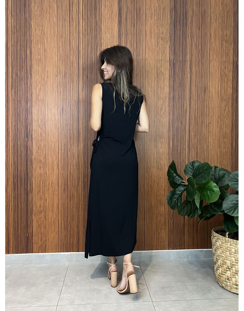 Vestido Recortes Malha Preto