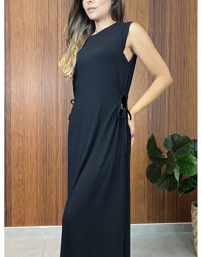 Vestido Recortes Malha Preto