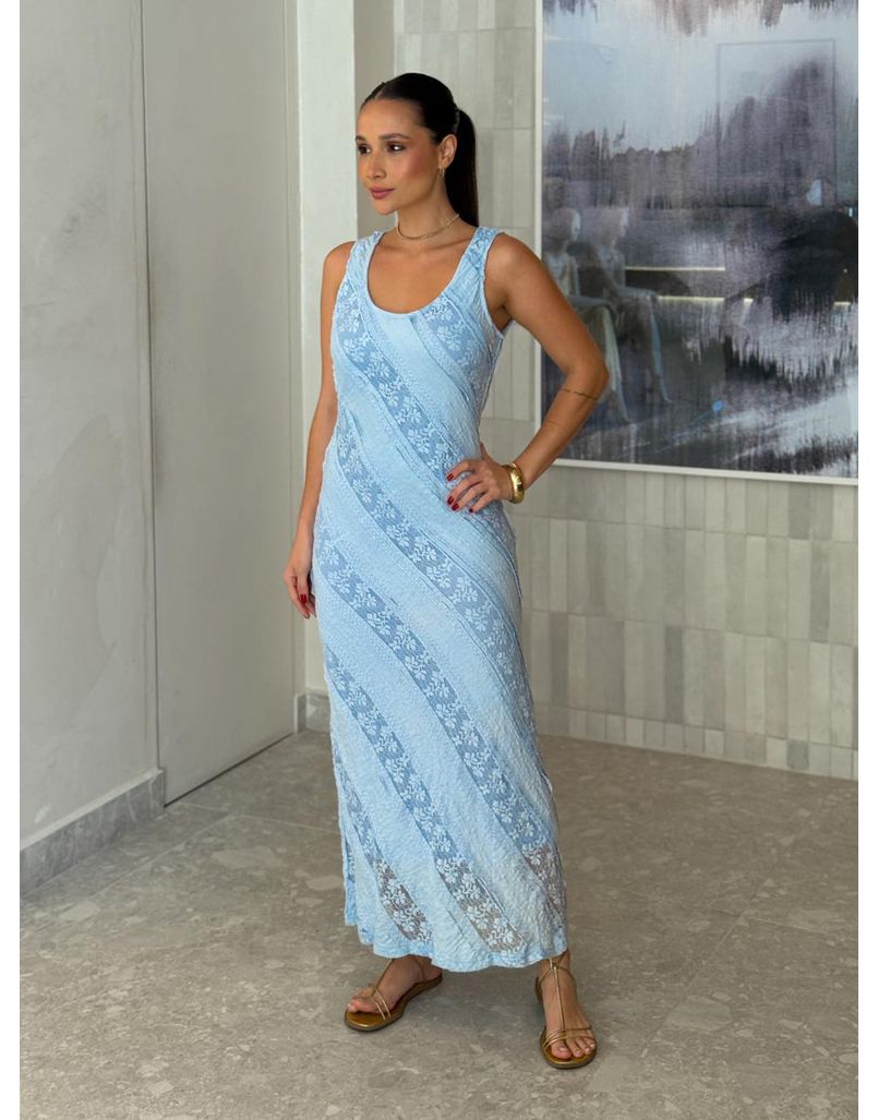 Vestido Midi Rendado Amy Azul