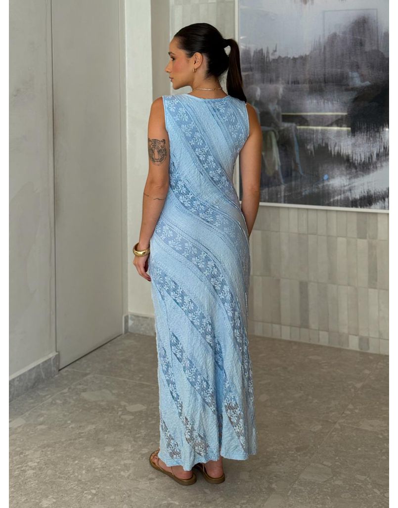 Vestido Midi Rendado Amy Azul