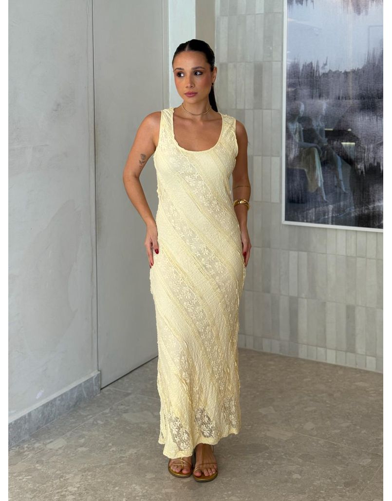 Vestido Midi Rendado Amy Manteiga