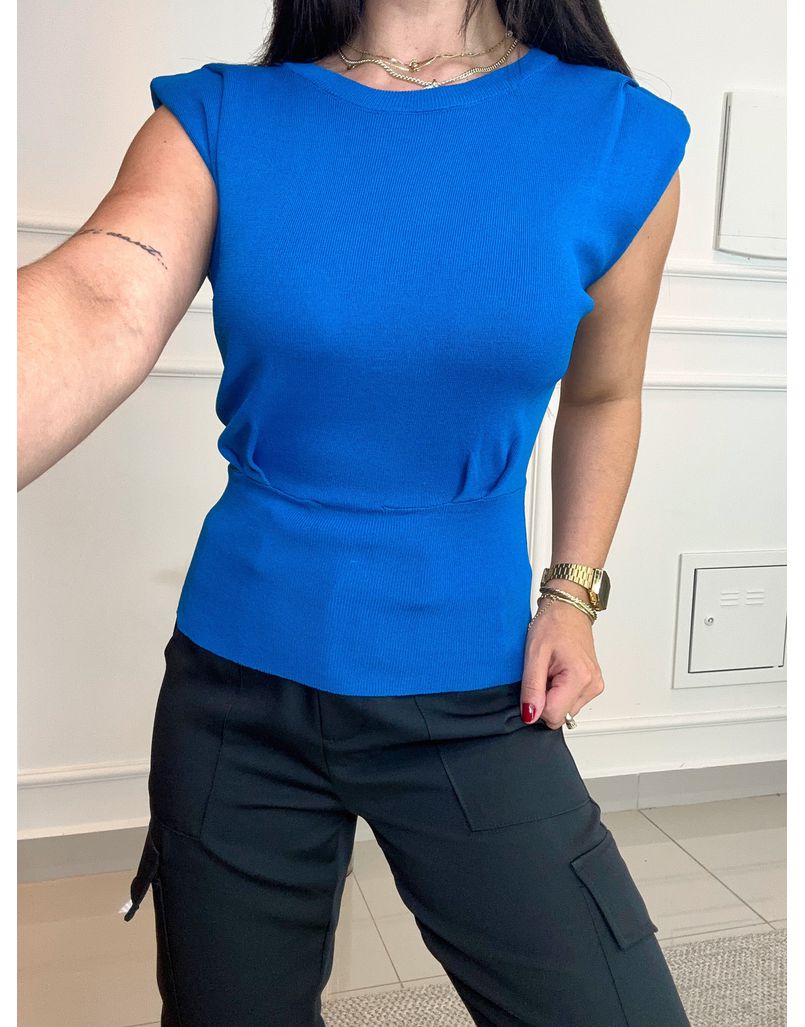 Blusa Tricot Muscle Tee Azul - Loja La Mina 
