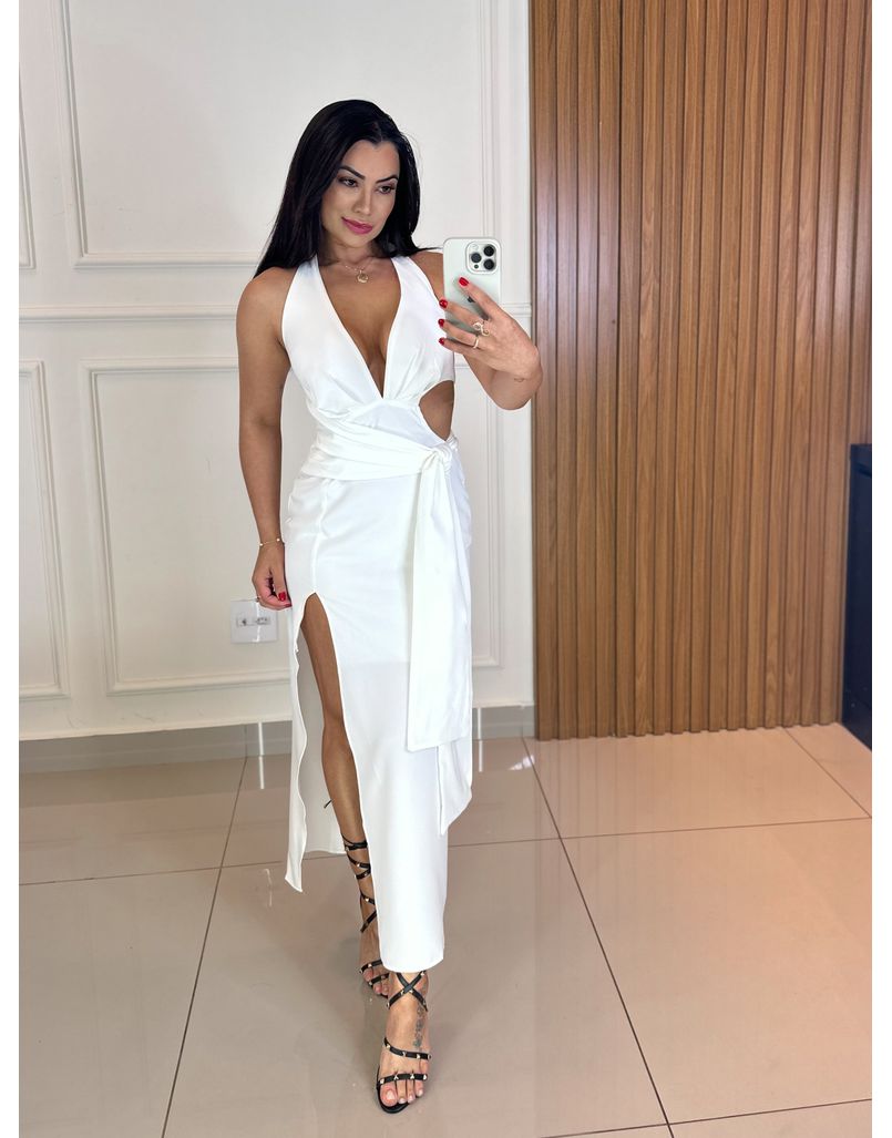 Vestido Midi Vera Branco - Loja La Mina 