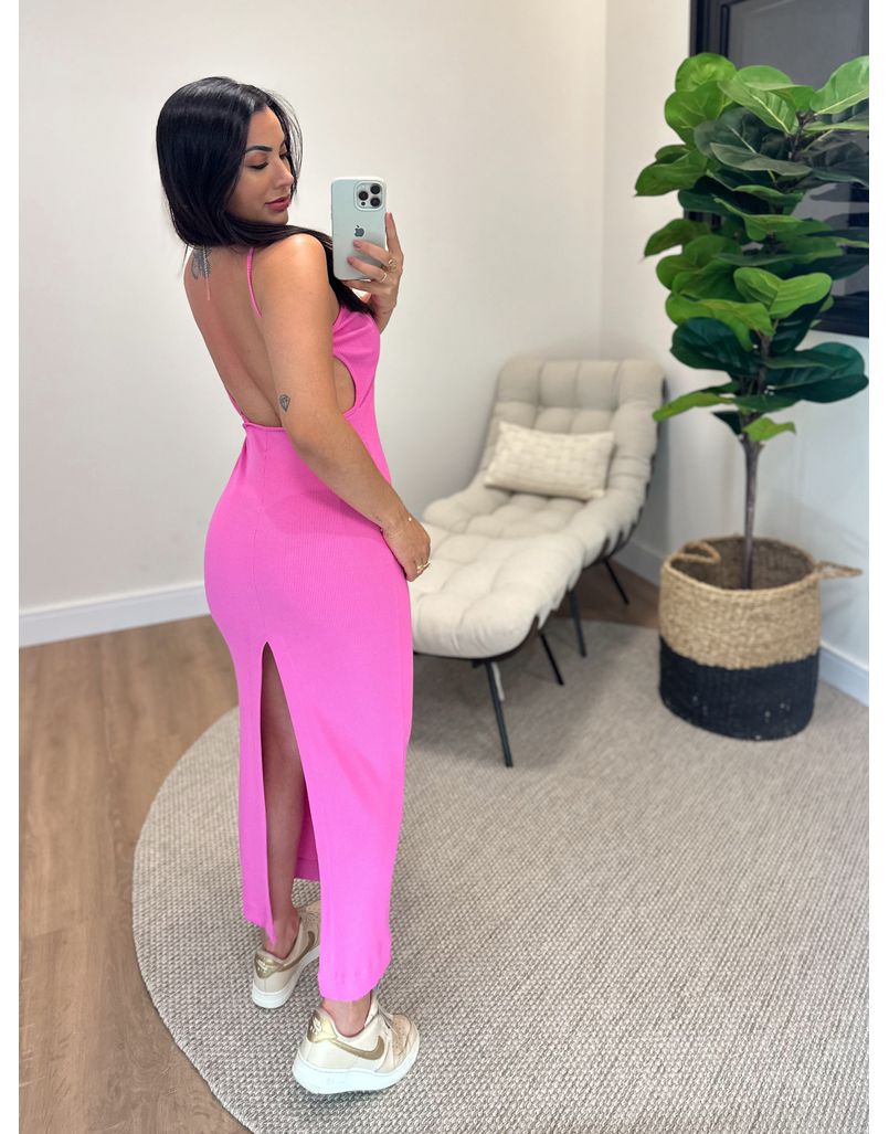 Vestido Canelado Rúbia Rosa 