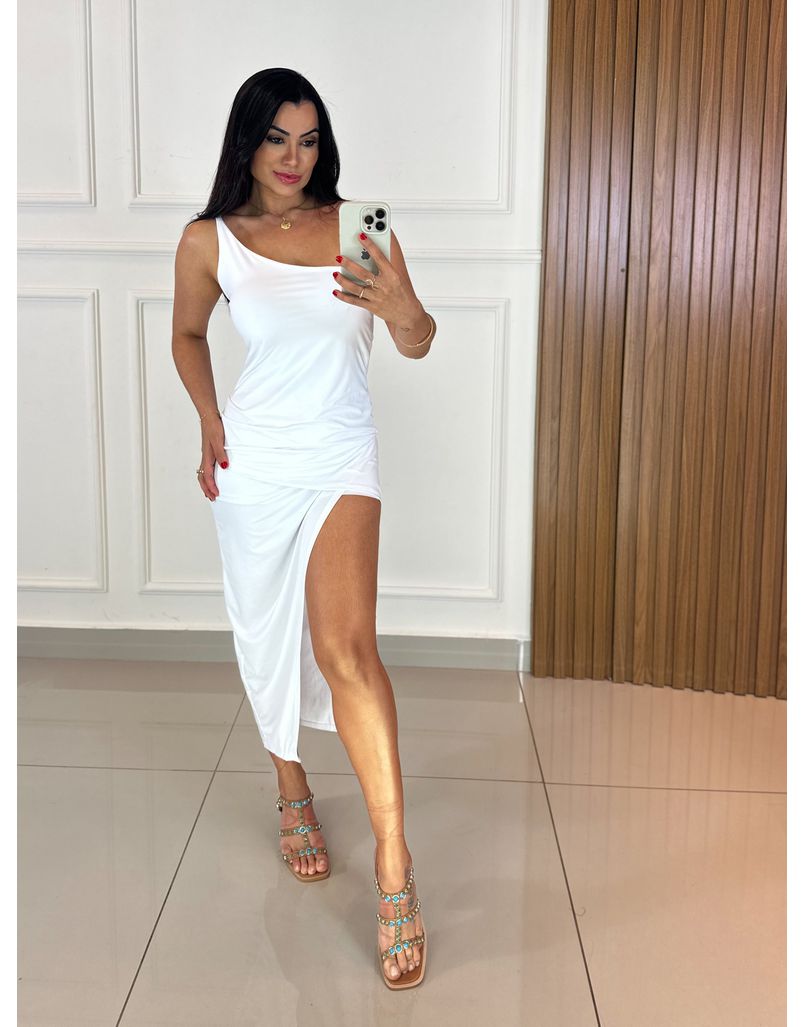 Vestido Midi Giulia Branco - Loja La Mina 