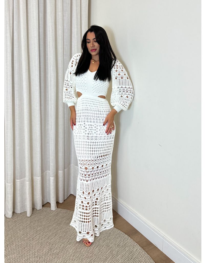 Vestido Tricot Longo Dubai Branco
