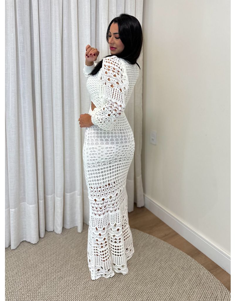 Vestido Tricot Longo Dubai Branco