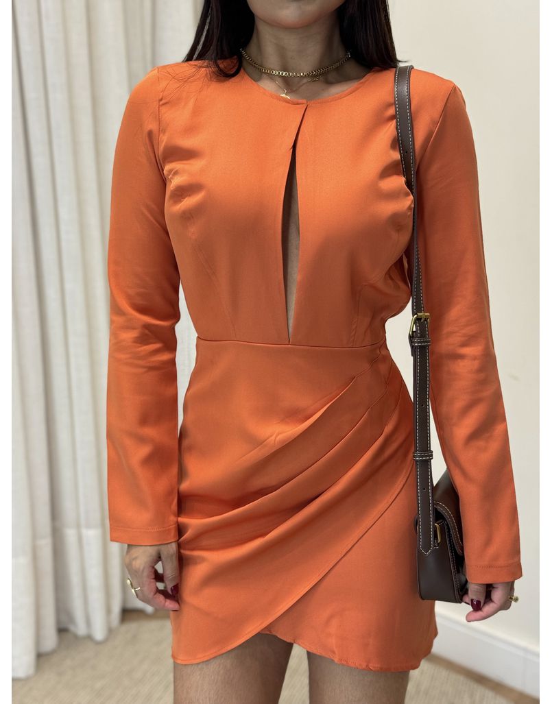 Vestido Manga Longa Terracota - Loja La Mina 