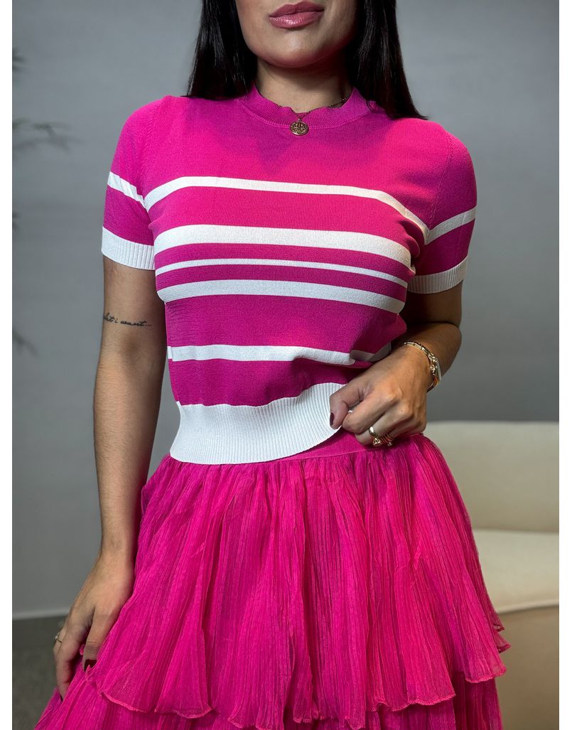 Blusa Tricot Listrada Pink - Loja La Mina 