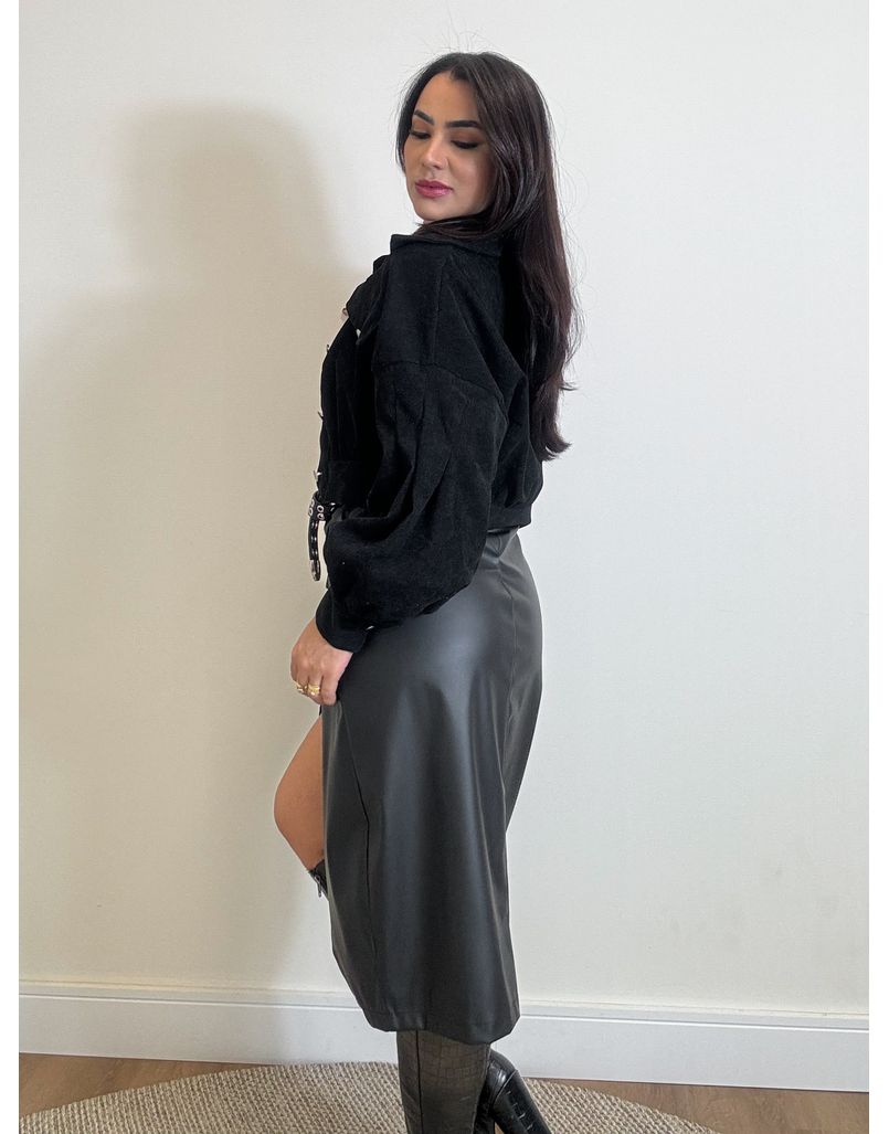 Conjunto Jaqueta Cotelê Preto