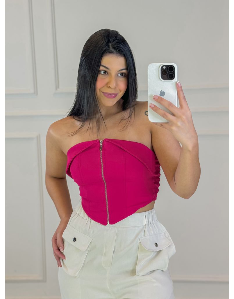 Blusa Zíper Úrsula Pink - Loja La Mina 