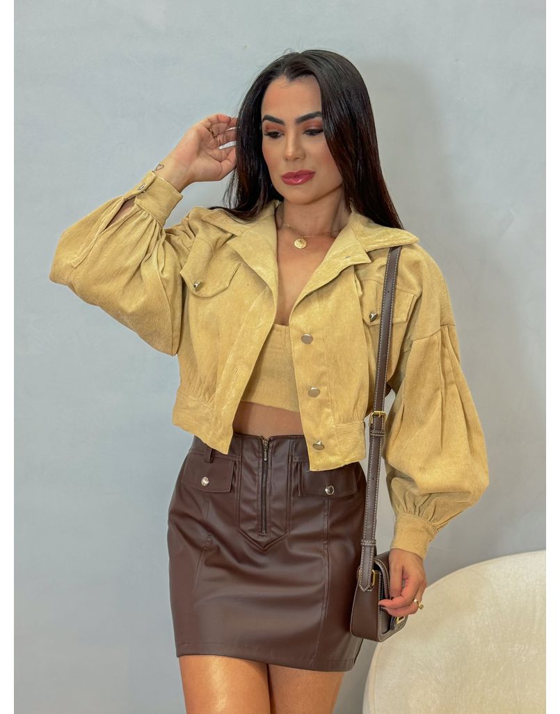 Conjunto Jaqueta Cotelê Caqui
