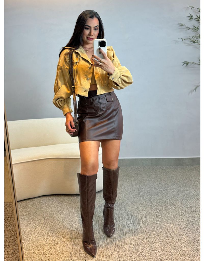Conjunto Jaqueta Cotelê Caqui