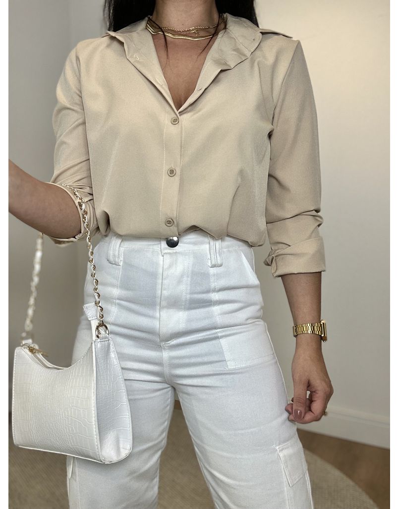 Camisa Seda Pietra Nude - Loja La Mina 